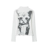 Jimmy Cat Print Slim Skinny Long Sleeve T-Shirt