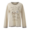 BLACKENERGY Cartoon Print Breathable Blouse Long Sleeves