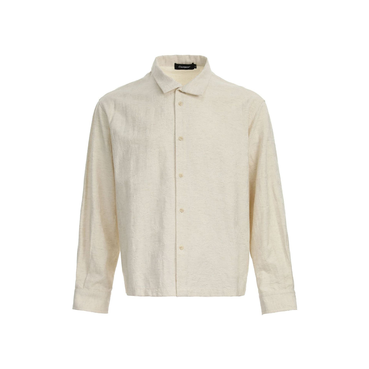 Jimmy Men's old money floral embroidered shirt in cream, featuring a classic collar and button-down front.