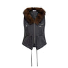 UNBDNS Vintage Fur Collar Removable Zipper Versatile Vest