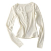 Pokiovo Henry Collar Slim Fit Inside Skinny Knitted Bottom Long Sleeve T-Shirt