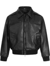 11KN Slim Lapel Loose PU Locomotive Leather Jacket