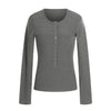 11KN Threaded Slim Fit Henry Neck Front Shoulder Long Sleeve T-Shirt