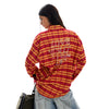Jimmy Pearl Embroidered Plaid Casual Loose Long Sleeve Shirt