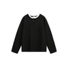OUSWE Vintage Fake Two Loose Versatile Casual Henry Neck Long Sleeve Top