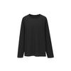 Inflation Waffle Old Money Solid Color Ragged Crew Neck Long Sleeve