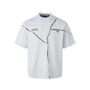 MADEEXTREME Old Crack Color Matching Thread Neckline Short Sleeve T-shirt