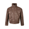 EME Retro Solid Color Cool Handsome Leather Fashion Versatile Jacket