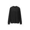 Old Money Waffle Henry Collar Contrast Color Neutral Loose Casual Long Sleeve