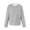 WHOLATE Striped Henley Shirt Fake Two-piece Hem-spliced Long-sleeved Top