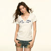 Jimmy Simple Letter Print V-Neck Front Shoulder Short Sleeve T-Shirt