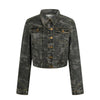 Pokiovo Camouflage Tooling Short Casual Denim Jacket