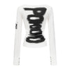 Pokiovo Y2k Babes Street Slanted Shoulder Design Sense Print Word Shoulder T-shirt Long Sleeve