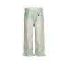 Mint Green Wide-Leg Jeans Unisex Straight-Washed Luminous Jeans