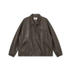 BSAPA Brown Vintage Pu Lapel Leather Jacket