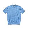 Following Jacquard Vertical Texture Casual Front Shoulder Crew Neck Short Sleeve