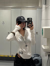 F383 Punk Long-sleeved Blouse Tulle Hooded