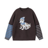 Beast Street Campus Wind Fake Two-piece Crew Neck Pullover Knitted Sweater