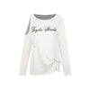 UNBDNS Premium Sense Slash Shoulder Off-Shoulder Loose Crew Neck Long Sleeve T-Shirt