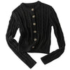 Pokiovo Crew Neck Knitted Cardigan Design Buckle Slim Skinny Versatile Sweater