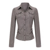 Pokiovo Spice Girl Style Shirt Women's Striped Skinny Long Sleeve Shirt