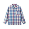 STIWAUP Spring Rough Edge Design Sense Frayed Lapel Plaid Shirt