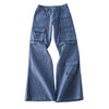 Pokiovo Retro Multi-pocket Low-rise Straight Tube Slightly Pulled Casual Tooling Trousers