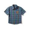 Jimmy The Crew Vintage Blue Checked Front Shoulder Slim Skinny Short Sleeve Shirt