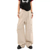 Jimmy  Loose multi-pocket pleated straight floor pants