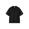 Henry Collar Waffle 2026 Summer Vintage Slack Loose Short Sleeve  T-Shirt