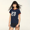 Jimmy Color-matching Striped Shoulder-plugged Slim-fitting Short-sleeved T-shirt