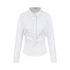 UNBDNS Design Sense Fake Two-piece Slim-fit Spice Girl White One-piece Waist Shirt