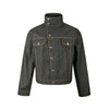 Slant Placket Stand-up Collar Short Cleanfit Premium Retro Original Cow Jacket