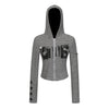Pokiovo Hottie Striped Hooded Skinny Versatile Short Cardigan Sweater