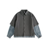 STAFFPICK Vintage Fake Two-piece Spliced Top Washed Denim Jacket