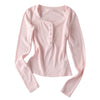 Pokiovo Henry Collar Slim Fit Inside Skinny Knitted Bottom Long Sleeve T-Shirt