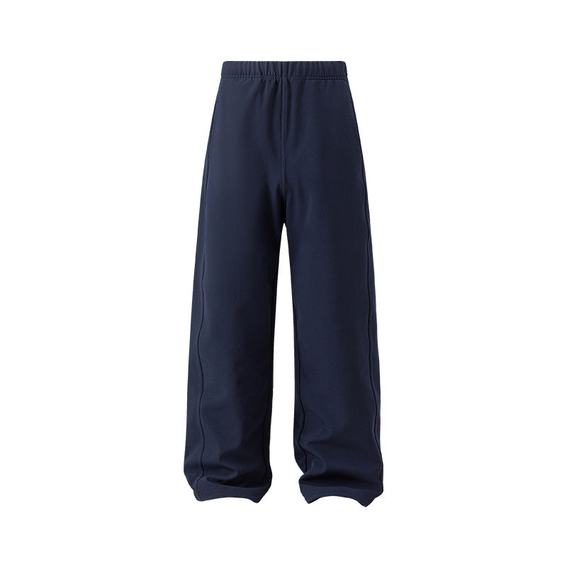UNF Thickened Comfortable Loose Straight Casual Pants in navy blue, perfect for autumn and winter casual outings.