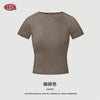 BE Women's Summer Crew Neck Women's T-Shirt Thin Front Shoulder Short Sleeves