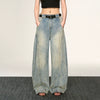 Jimmy Wash Deconstructed Scimitar Wide Leg Jeans