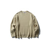 DAVIC Basic Simple Jacquard Striped Crew Neck Knitted Sweater