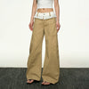 Jimmy Lace Stitching Contrasting Waist Straight Slacks