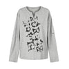 BLACKENERGY Old-fashioned Printed Half-open Neck Loose and Thin Long-sleeved T-shirt