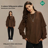 Artiemaste Fake Two Pieces Curled Crew Neck Long Sleeves