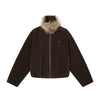 TGNS Fur Collar Pleated Suede Jacket