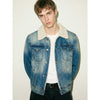 EME Retro Washed Old Denim Faux Lamb Plush Lapel Cotton Jacket