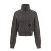 Pokiovo Vintage Riveted Hottie Skinny Stand-Up Collar Short Jacket