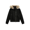 OUSWE Slash Zip Millennial Fur Collar Hooded Jacket