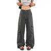Jimmy  Loose multi-pocket pleated straight floor pants