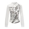 Pokiovo Babes Letter Print Skinny Versatile Long Sleeve Shirt