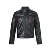 ME Locomotive vintage Zipper Stand-up Collar Crop Pu Leather Jacket
